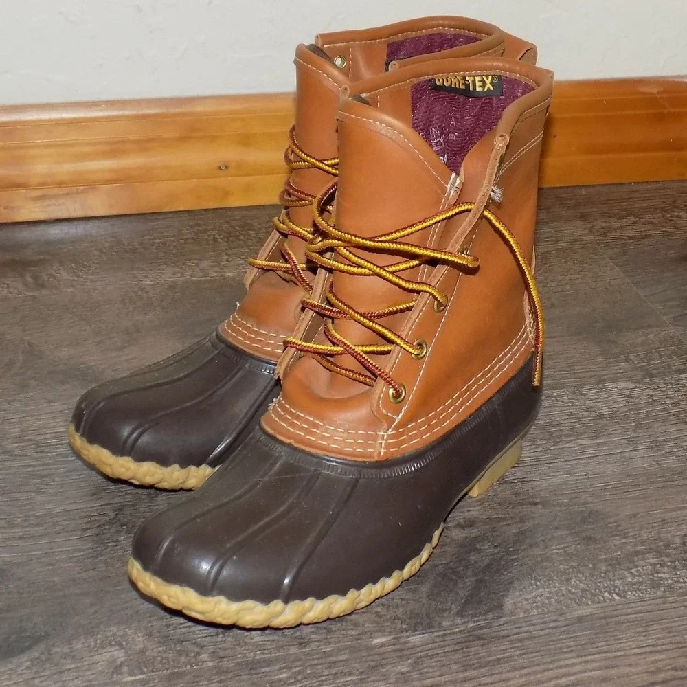 LL Bean Boots Women 6 M Tan Brown Excellent Gore-Tex Thinsulate Duck Boots